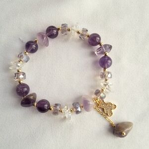Amethyst and Crytal Gold Plated Charm Bracelet